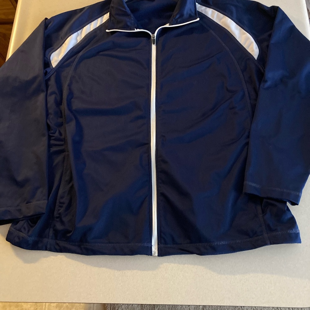 Navy and white nylon feel jacket from sport tech by port authority in 3XL